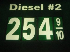 Diesel gas price sign