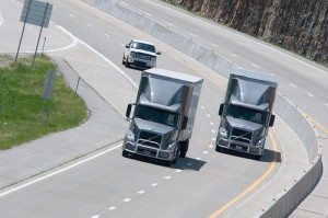 Two trucks on Highway